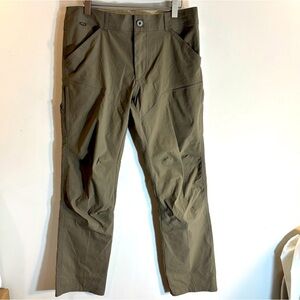 KUHL Sz 34 x 32 Olive Pants Outdoor Hiking High Waisted Straight Leg Knee Pleat